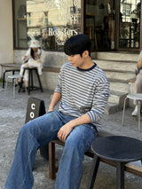 With crop stripe long-sleeve tee