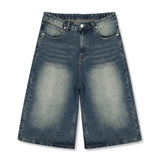 basic washing bermuda denim pants (vintage blue)