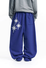 Star Piping Track Balloon Sweat Pants - Blue