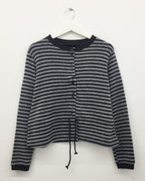Fleece Stripe Frill Cardigan (4 Colors)