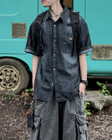 Durant Patch Washed Short Sleeve Denim Shirts