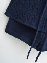 Twisted collar knit pants two-piece set
