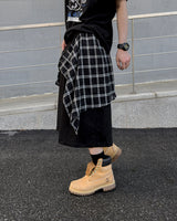 Lever Check Layered Bermuda Pants