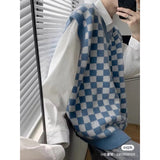 (沒有尺寸）T2425 blue lattice knitted vest