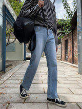 root semi-wide denim pants (blue)