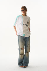 Colorblock Panel Embroidered Tee
