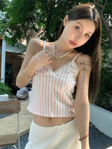 Mini heart V-neck sleeveless tee