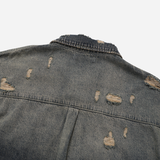 Groot damage denim short-sleeved shirt