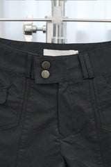 ダブルボタン コットンショーツ(Black/2size)
