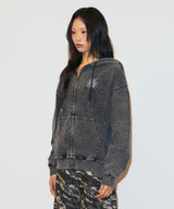 WASHED SOLAR APPLIQUE ZIP UP HOODIE