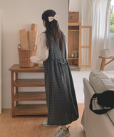 ブラウニーチェックビスチェロングワンピース