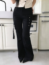 Chuser Cargo Strap Pintuck Bootcut Pants