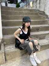 Spark Destroyed Denim Bermuda Pants