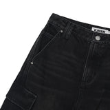 VINTAGE CARGO WIDE-FIT DENIM PANTS [BLACK]