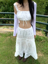  Garden Ethnic Lace Bustier & Long Maxi Skirt 2PCS SET (Ivory)