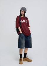 パリスパッチウォッシングオーバーサイズフィット半袖Tシャツ