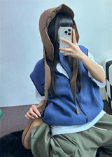 フリースレイヤードベストジップアップ💚💙🖤🧡4COLOR