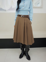 Black Royal Pleats Midi Skirt