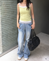 Banding pocket boots cut denim pants