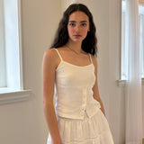 Flora Button Top (white)