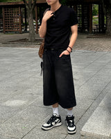 Leewoo denim bermuda pants