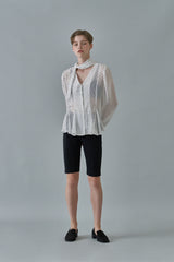 Dot scarf blouse_ivory