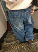 レガサイドカットワイドデニムパンツ