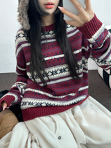 ノルディックスノーフラワーディアニット🦌❤💙🩶3COLOR