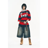 Oil-washed Bermuda denim pants - Deep Blue