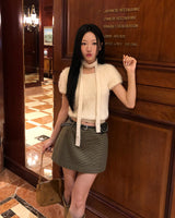[ORIGINAL] HOLLY TIE SHORT-SLEEVE KNITTED SET