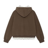 Fluffy Zip-Up Hoodie (Brown)