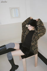 camouflage thick hood zip-up