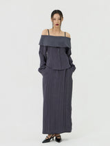 Scratch Low-Rise Long Skirt, Charcoal