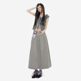 Low-Rise Denim Maxi Skirt