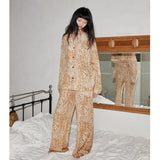 Luxurious Orange Leopard Print Pajama Set - Crafted from Fluid Tencel-Linen for Ultimate Comfort and Style