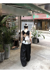 Rose Black Backless Sleeveless T-shirt