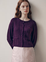 SKASHI CABLE KNIT CARDIGAN BURGUNDY
