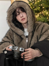 Kuro two way fur hoodie zip-up