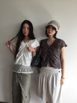 ウィング ドット シャーリング ブラウス (2color)