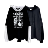 crying layered hoodie