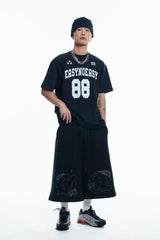 88 フットボール半袖Tシャツ- BLACK