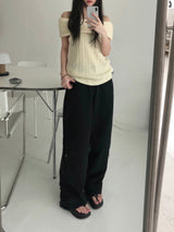 comma buckle wide pants (2 colors)
