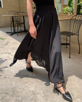 Kun chiffon layered unbalance wrap skirt