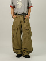 NA Cargo Vintage Washing Wide Pants