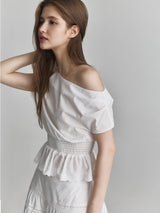 Lace tiered long skirt (Ivory)