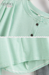 Mint Loose Stripe Long Sleeve T-shirt