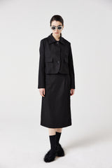wool line midi skirt_black