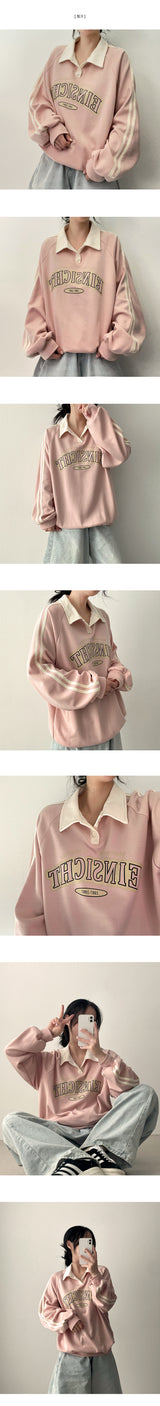 Jewit Two-Line Oversized Fit Color Collar Sweatshirt