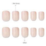 MUZMAK Reusable Nail Tip Peach Glitter(Short Square)