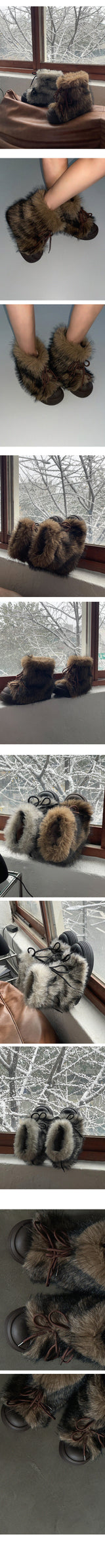 WOLF FUR SHORT BOOTS (BROWN, BALCK 2COLORS!)